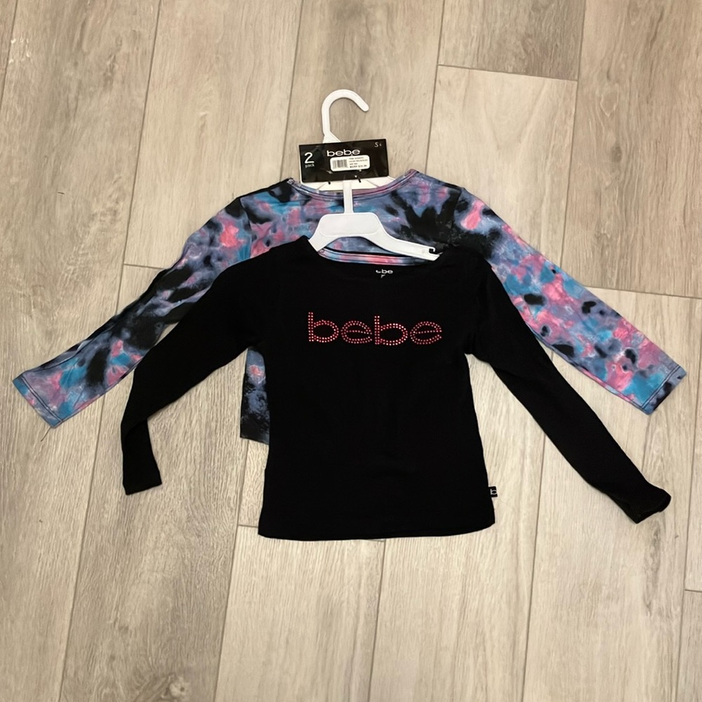 Bebe , girls 4 , 2 pack long sleeve tees. New with tags